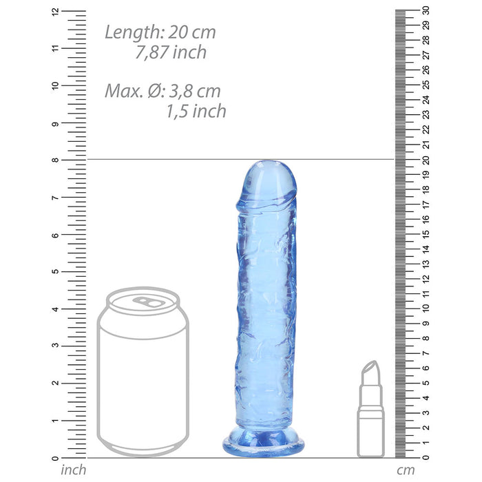 RealRock Crystal Clear Straight 7 in. Dildo Without Balls Blue