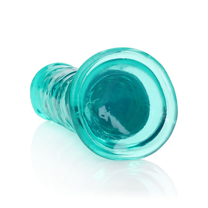 RealRock Crystal Clear Straight 8 in. Dildo Without Balls Turquoise