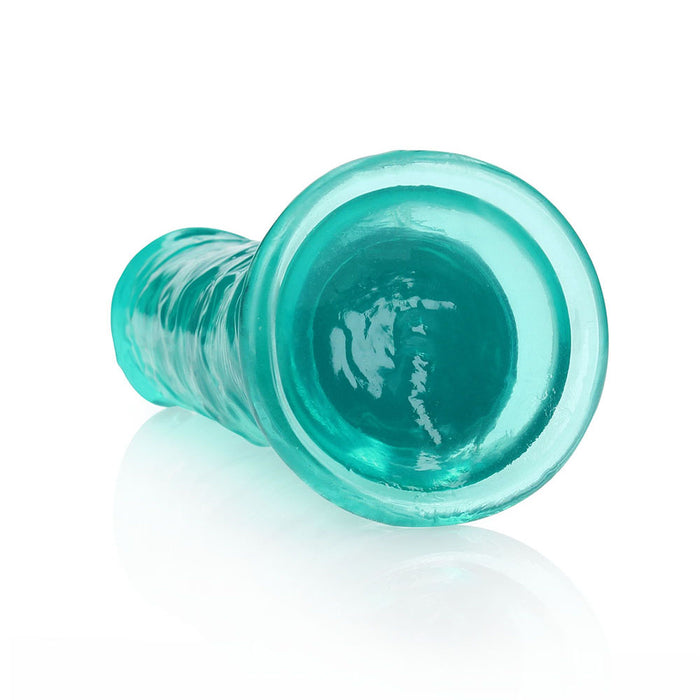RealRock Crystal Clear Straight 9 in. Dildo Without Balls Turquoise