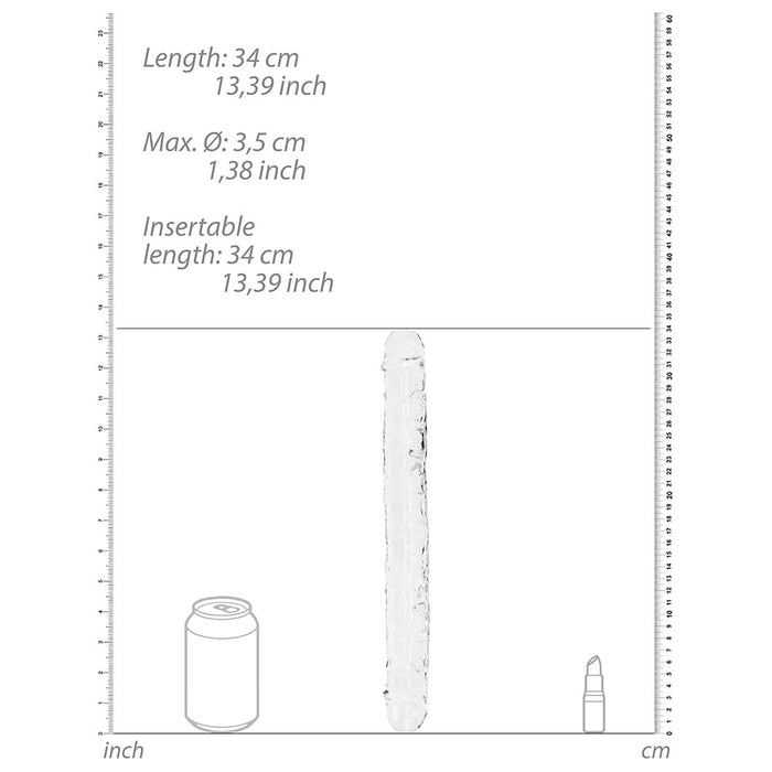RealRock Crystal Clear Double Dong 13 in. Dual-Ended Dildo Clear