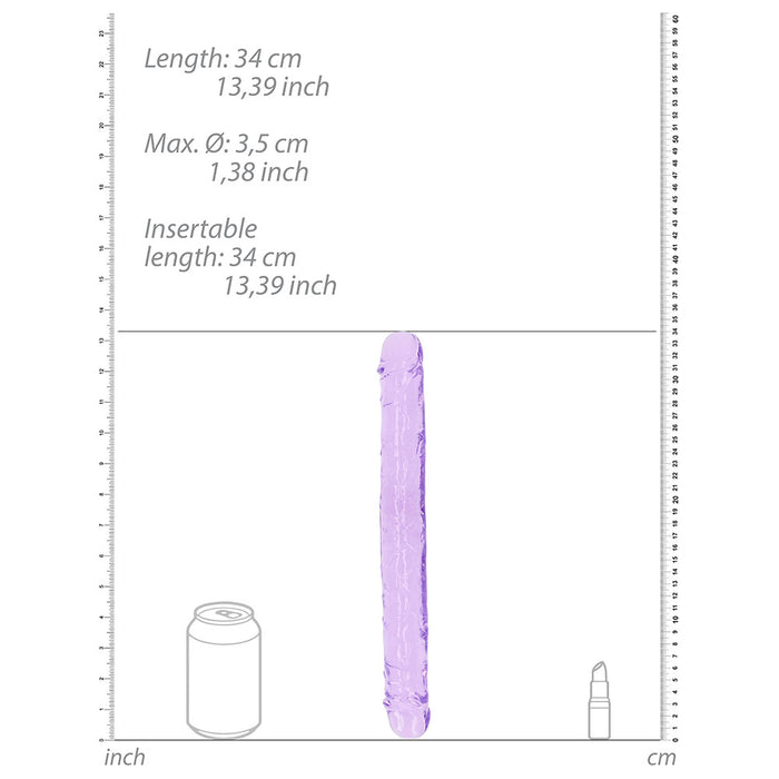 RealRock Crystal Clear Double Dong 13 in. Dual-Ended Dildo Purple