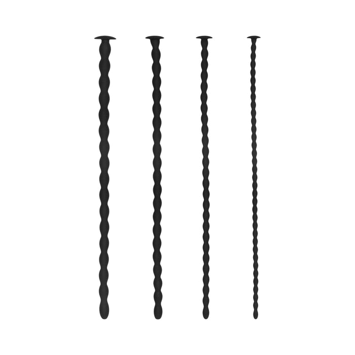 Ouch! Urethral Sounding Advanced Silicone Spiral Screw Plug Set Black 7 mm / 8 mm / 9 mm / 10 mm