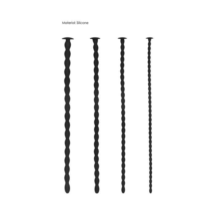 Ouch! Urethral Sounding Advanced Silicone Spiral Screw Plug Set Black 7 mm / 8 mm / 9 mm / 10 mm