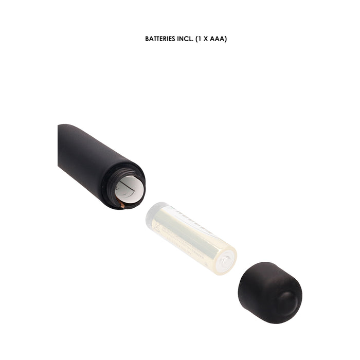 Ouch! Urethral Sounding Silicone Vibrating Bullet Plug With Beaded Tip Black 5.5 mm - 7 mm