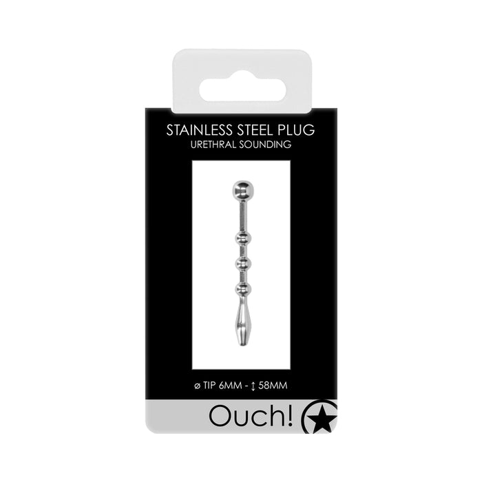 Ouch! Urethral Sounding Beaded Stainless Steel Plug 6 mm