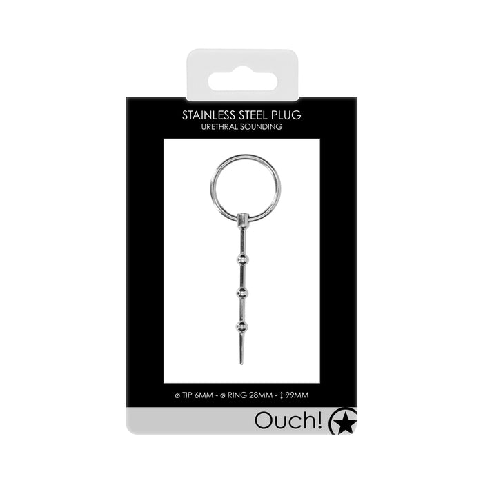 Ouch! Urethral Sounding Stainless Steel Plug With Ring 6 mm