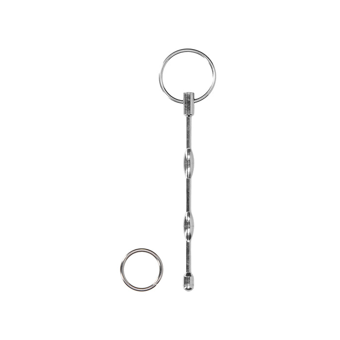 Ouch! Urethral Sounding Beaded Stainless Steel Dilator With Ring 9.5 mm