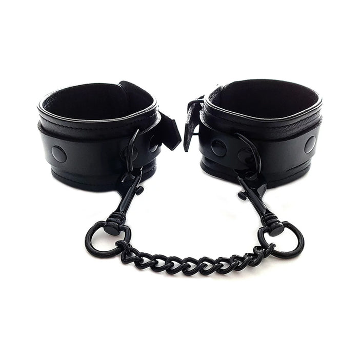 Rouge Leather Ankle Cuffs Black with Black Accessories