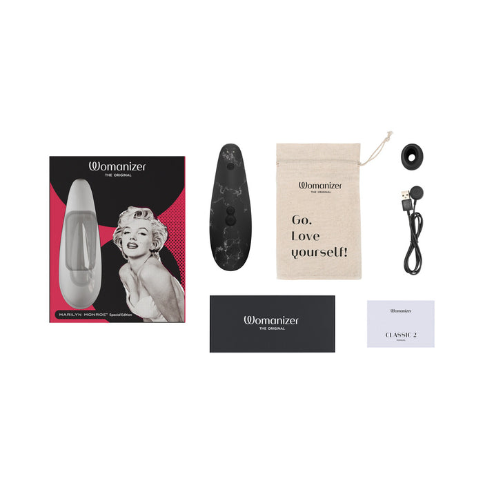 Womanizer x Marilyn Monroe Classic 2 Special Edition Rechargeable Silicone Pleasure Air Clitoral Stimulator Black Marble