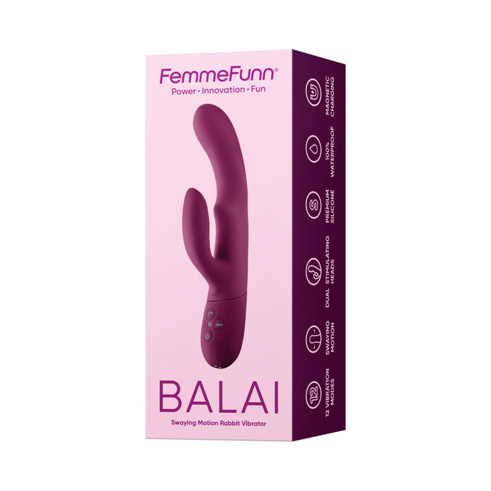 FemmeFunn Balai Rechargeable Silicone Swaying Motion Dual Stimulation Vibrator Dark Fuchsia