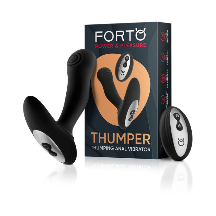 Forto Thumper Rechargeable Remote-Controlled Silicone Thumping Anal Vibrator Black