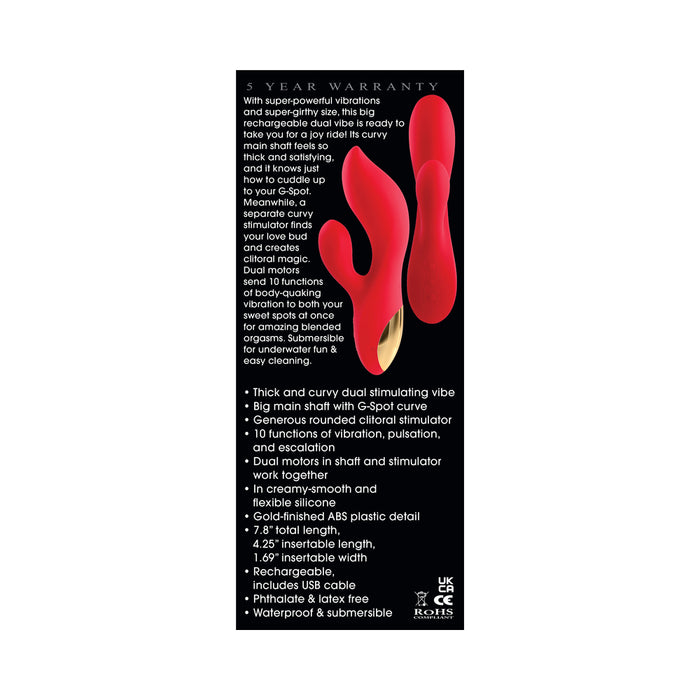 Adam & Eve Eve's Big & Curvy G Rechargeable Vibrating Silicone Dual Stimulator Red