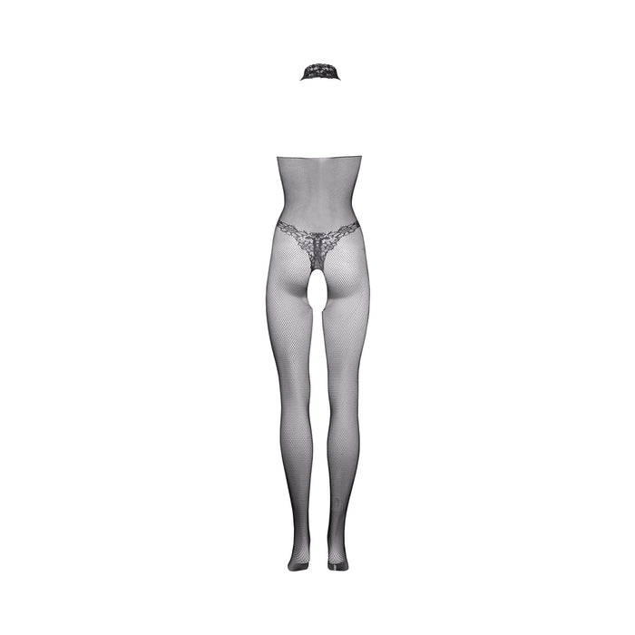 Le Desir Fishnet & Lace High-Neck Bodystocking Black O/S