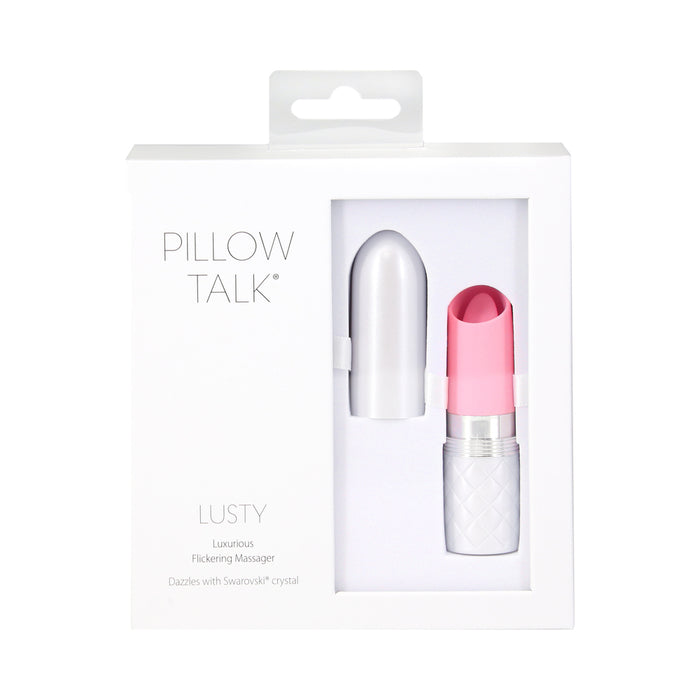 Pillow Talk Lusty Silicone Flickering Lipstick Vibrator with Swarovski Crystal Pink