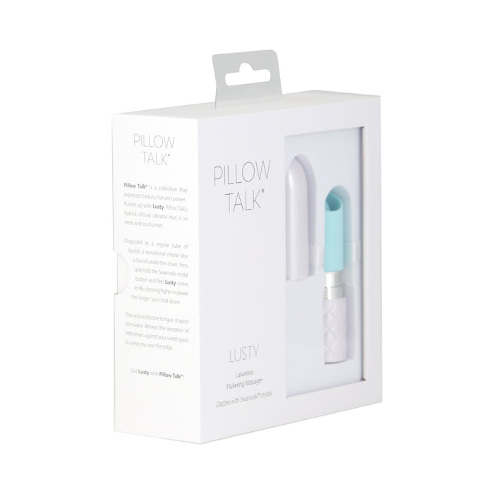 Pillow Talk Lusty Silicone Flickering Lipstick Vibrator with Swarovski Crystal Teal
