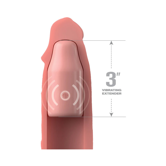 Fantasy X-tensions Elite 9 in. Silicone Mega Extension Sleeve 3 in. Vibrating Beige