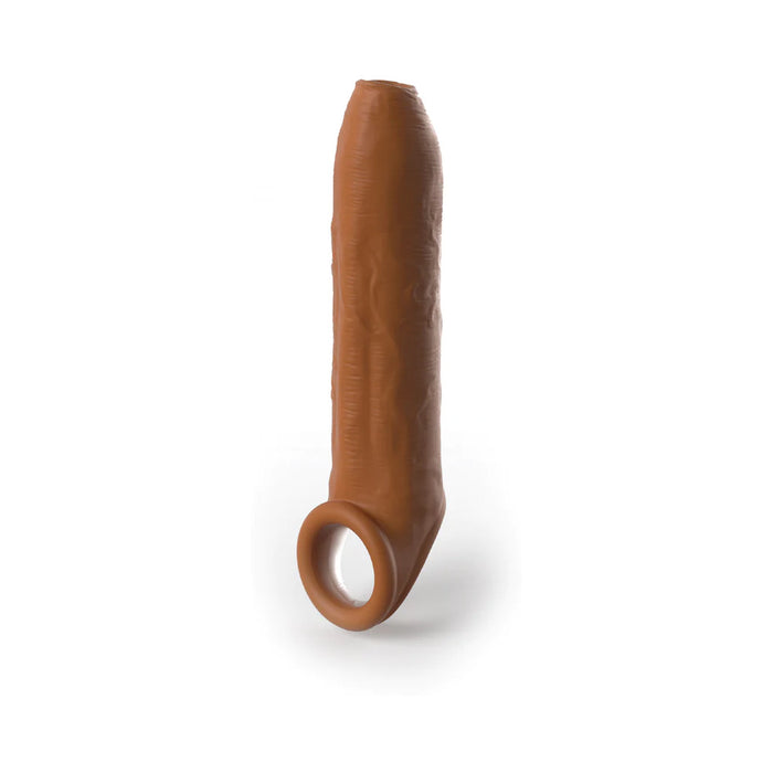 Fantasy X-tensions Elite Uncut 7 in. Open-Ended Silicone Enhancement Sleeve with Strap Tan