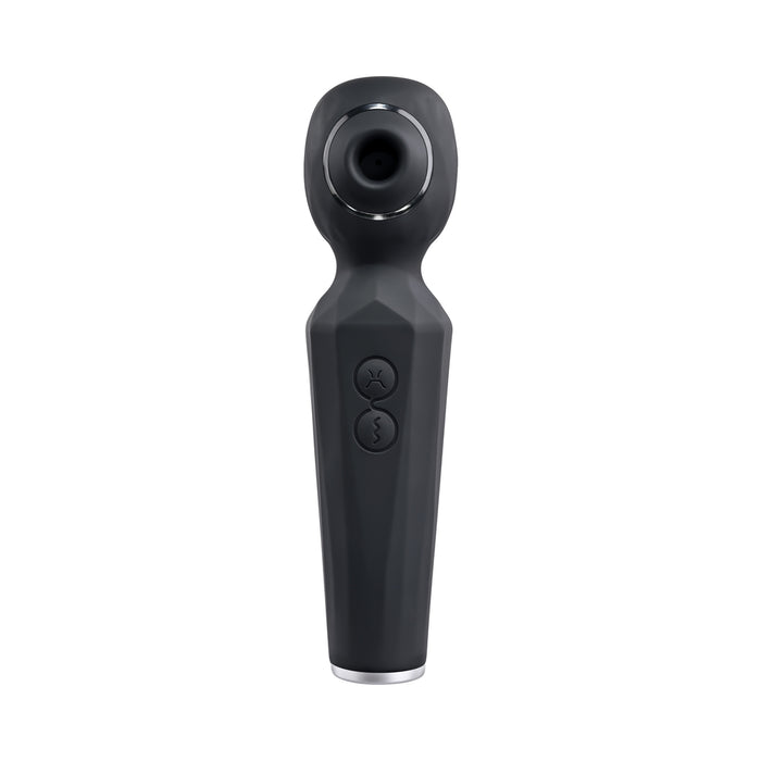 Evolved Rainbow Sucker Light-Up Rechargeable Dual-Function Silicone Suction Wand Vibrator Black