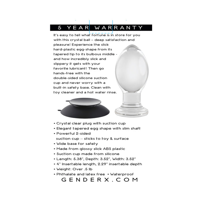 Gender X Crystal Ball Suction Cup Anal Plug Clear