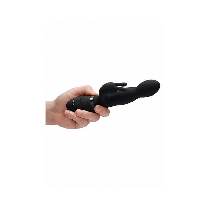 VIVE NIVA Rechargeable 360° Rotating Silicone Rabbit Vibrator Black