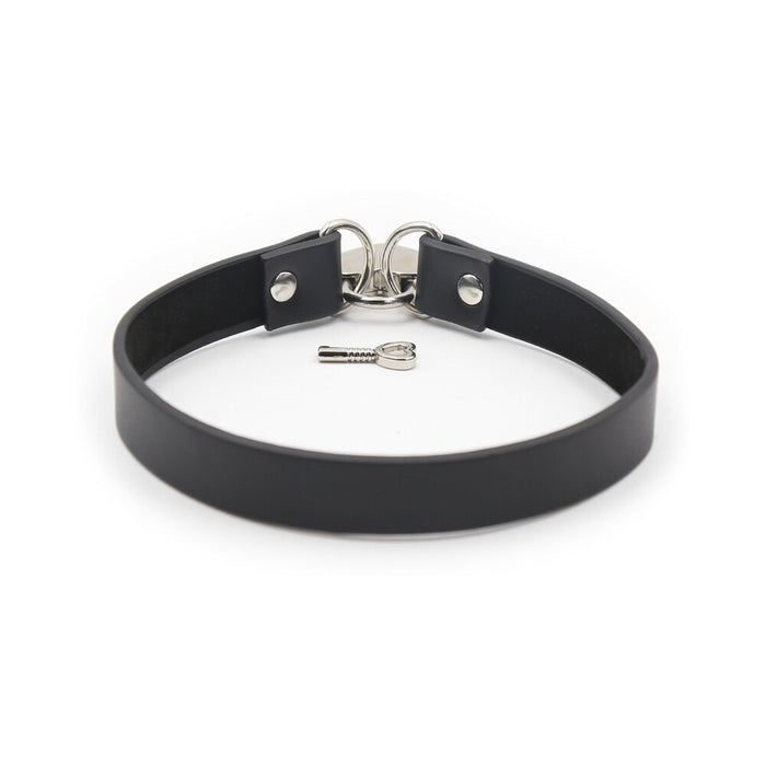 Ple'sur PVC Collar With Heart Lock & Key Black Bag Packaging
