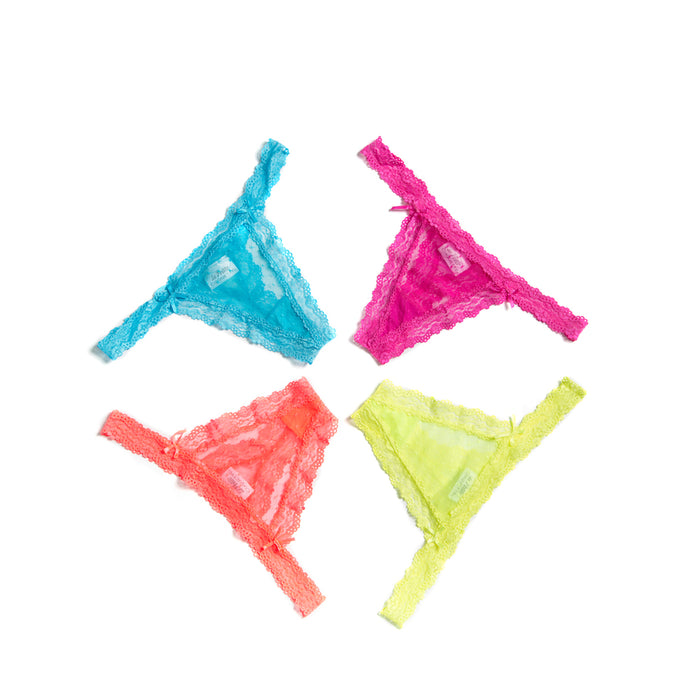 Coquette Pop Up Thong 4-Pack Assorted Colors O/S