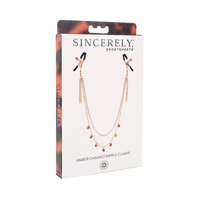 Sincerely, Sportsheets Amber Adjustable Chained Nipple Clamps Tortoiseshell
