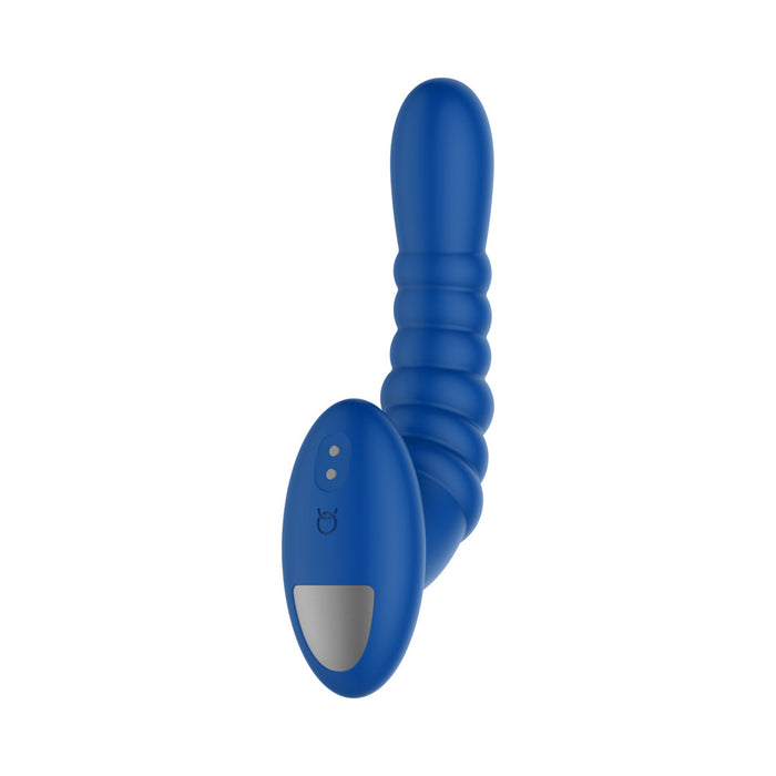 Forto Ribbed Pro Rechargeable Silicone Vibrating Anal Massager Blue
