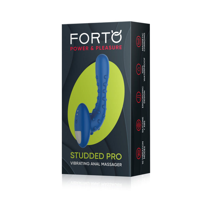 Forto Studded Pro Rechargeable Silicone Vibrating Anal Massager Blue