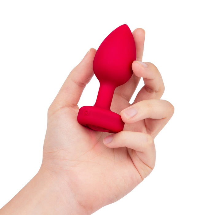 b-Vibe Vibrating Heart Anal Plug with Heart-Shaped Jewel Base M/L Red