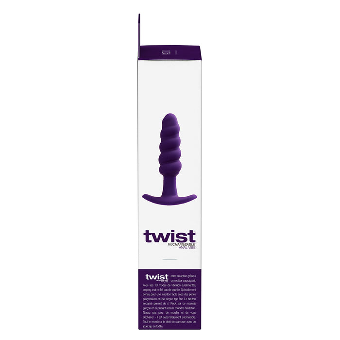 VeDO Twist Rechargeable Silicone Vibrating Anal Plug Purple
