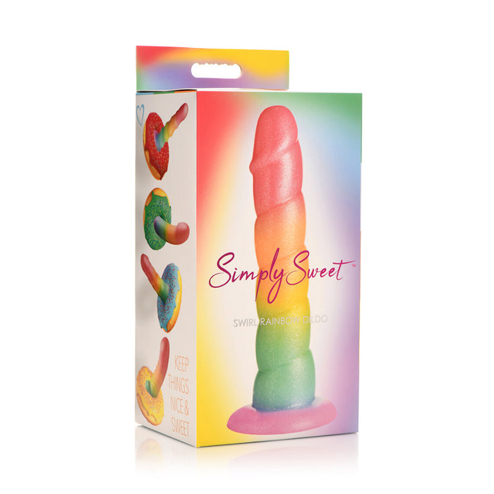 Simply Sweet Swirl 6.5 in. Silicone Dildo Rainbow