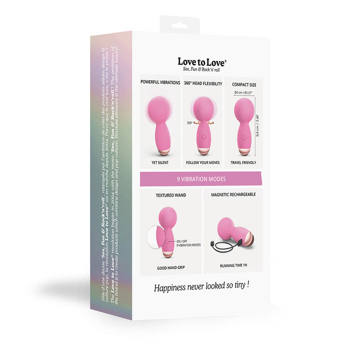 Love to Love Itsy Bitsy Rechargeable Silicone Mini Wand Vibrator Pink Passion