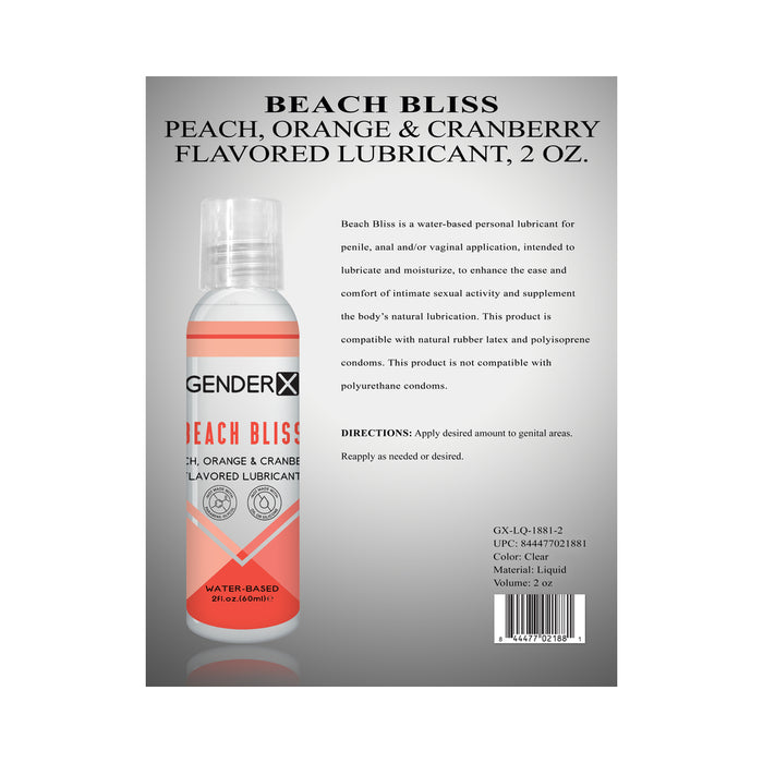 Gender X Beach Bliss Peach, Orange & Cranberry Flavored Water-Based Lubricant 2 oz.