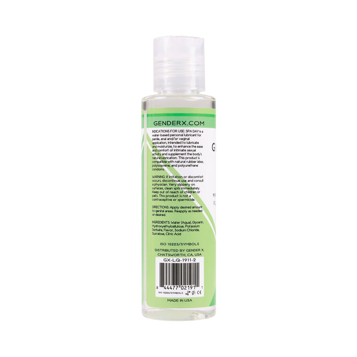 Gender X Spa Day Mint, Lime & Cucumber Flavored Water-Based Lubricant 4 oz.