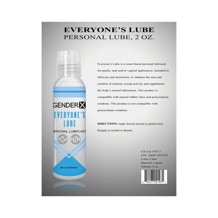 Gender X Everyone's Lube Water-Based Lubricant 2 oz.