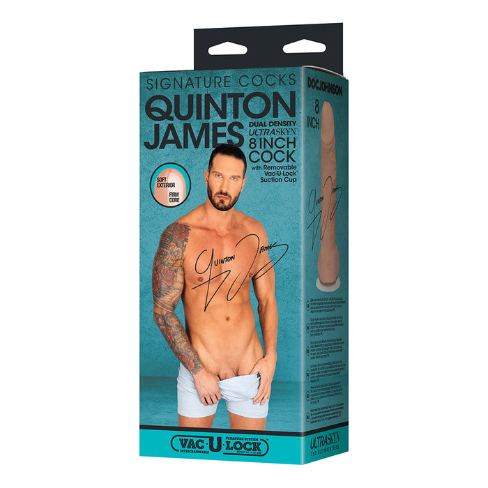 Signature Cocks Quinton James 8 in. Dual-Density Dildo with Vac-U-Lock Suction Cup Beige