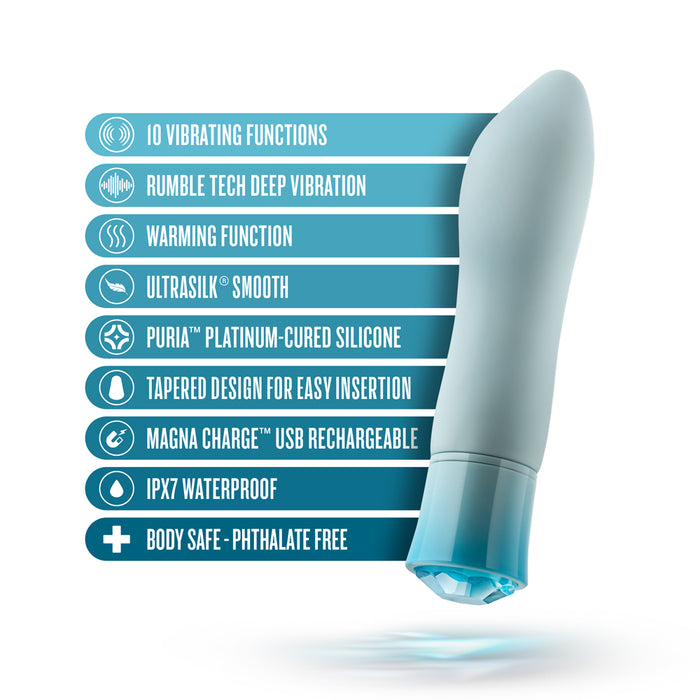 Oh My Gem Ardor Rechargeable Warming Silicone Tapered Vibrator Aquamarine