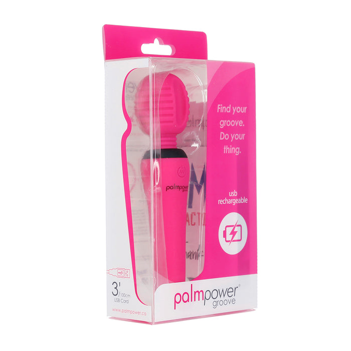 PalmPower Groove Rechargeable Silicone Mini Wand Massager Fuchsia
