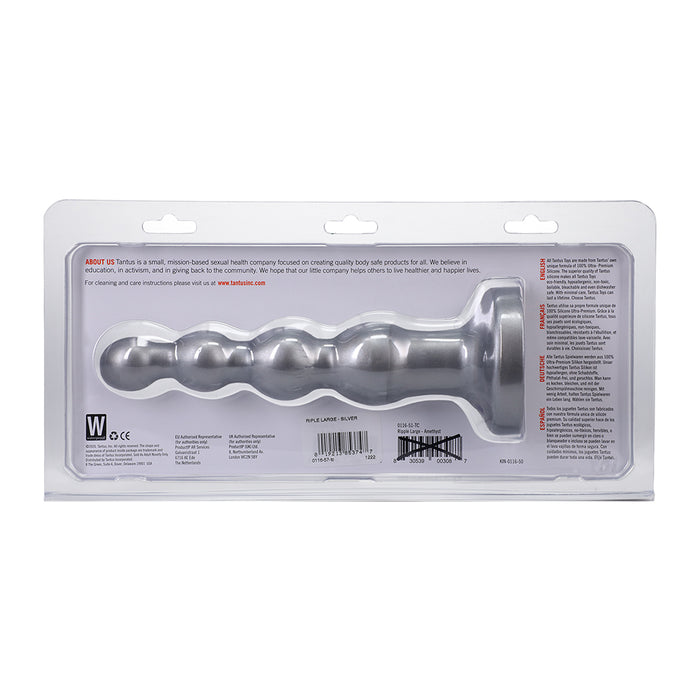 Tantus Ripple Large 8 in. Anal Beads Dildo Medium-Firm Silver