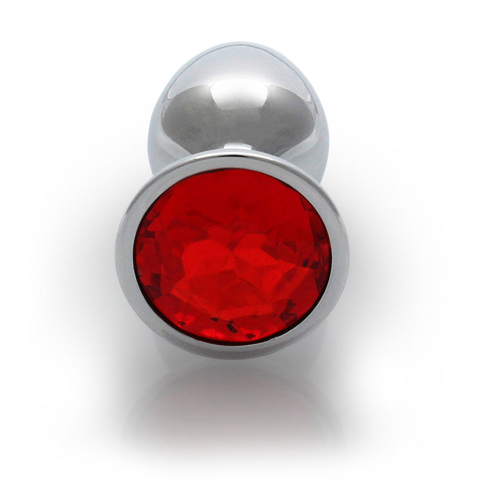 Shots Ouch! Round Gem Butt Plug Small Silver/Ruby Red