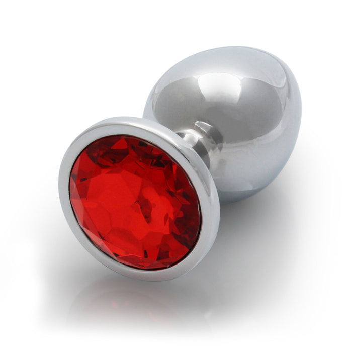 Shots Ouch! Round Gem Butt Plug Large Silver/Ruby Red