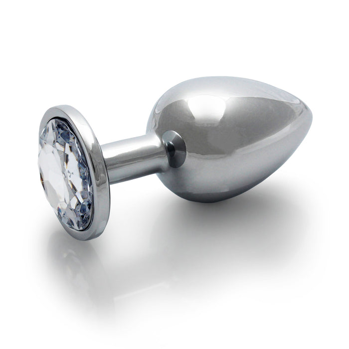 Shots Ouch! Round Gem Butt Plug Large Silver/Diamond
