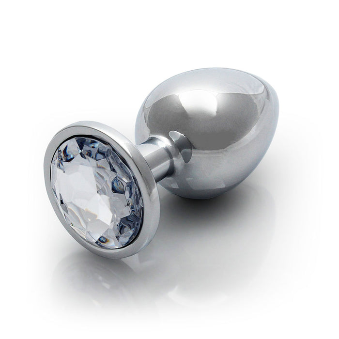 Shots Ouch! Round Gem Butt Plug Large Silver/Diamond