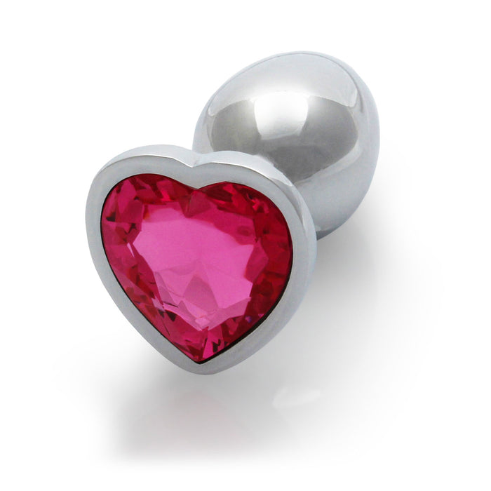 Shots Ouch! Heart Gem Butt Plug Small Silver/Rubellite Pink