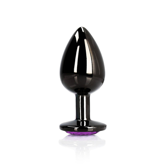 Ouch! Heart Gem Butt Plug Small Gunmetal/Amethyst