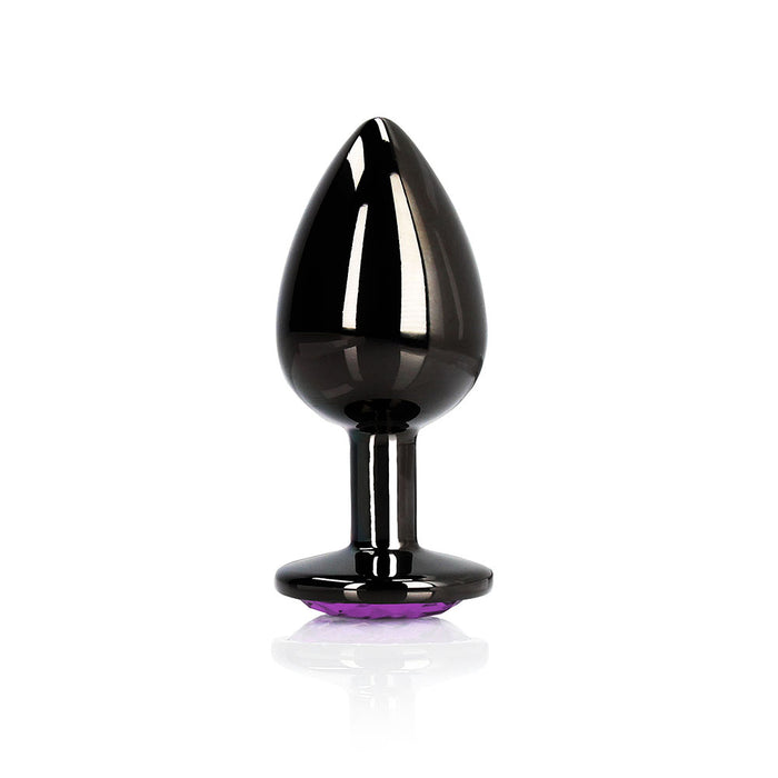 Ouch! Heart Gem Butt Plug Large Gunmetal/Amethyst