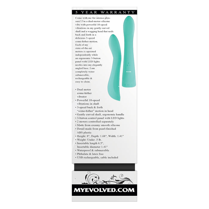 Evolved Come With Me Rechargeable 'Come Hither' Silicone Vibrator Green