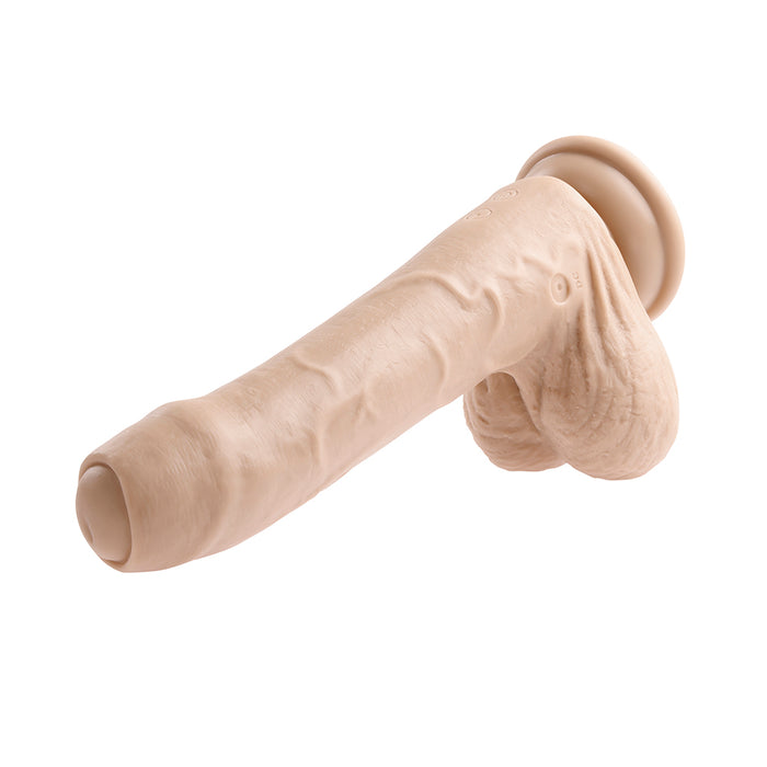 Evolved Peek A Boo Rechargeable Vibrating 8 in. Silicone Uncircumcised Dildo with Power Boost Light