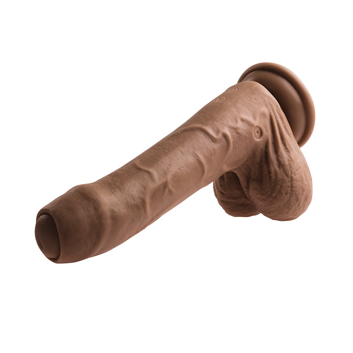 Evolved Peek A Boo Rechargeable Vibrating 8 in. Silicone Uncircumcised Dildo with Power Boost Dark